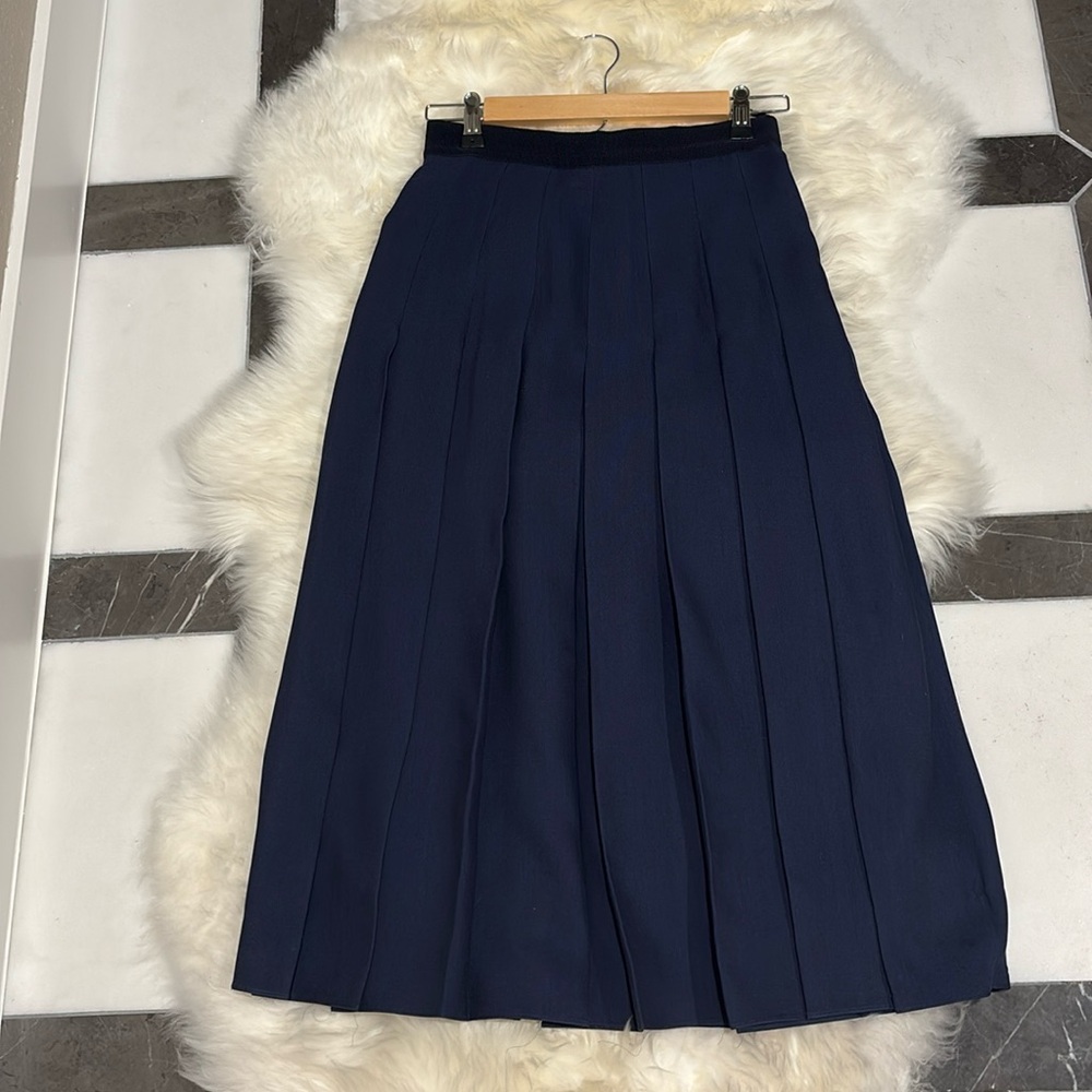 Gucci Pleated Navy Midi Skirt